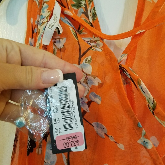 NWT Miss Me sheer floral print top - Picture 4 of 4